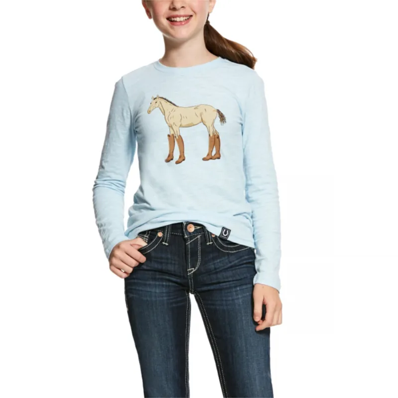Ariat Girls Boots Long Sleeve T-Shirt - Tahoe Blue